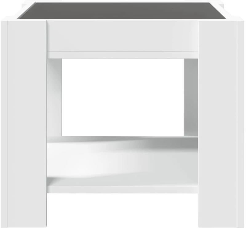 vidaXL Τραπεζάκι Σαλονιού με LED Λευκό 53x53x45 εκ. Επεξεργασμένο Ξύλο