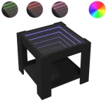 vidaXL Τραπεζάκι Σαλονιού με LED Μαύρο 53x53x45 εκ. Επεξεργασμένο Ξύλο
