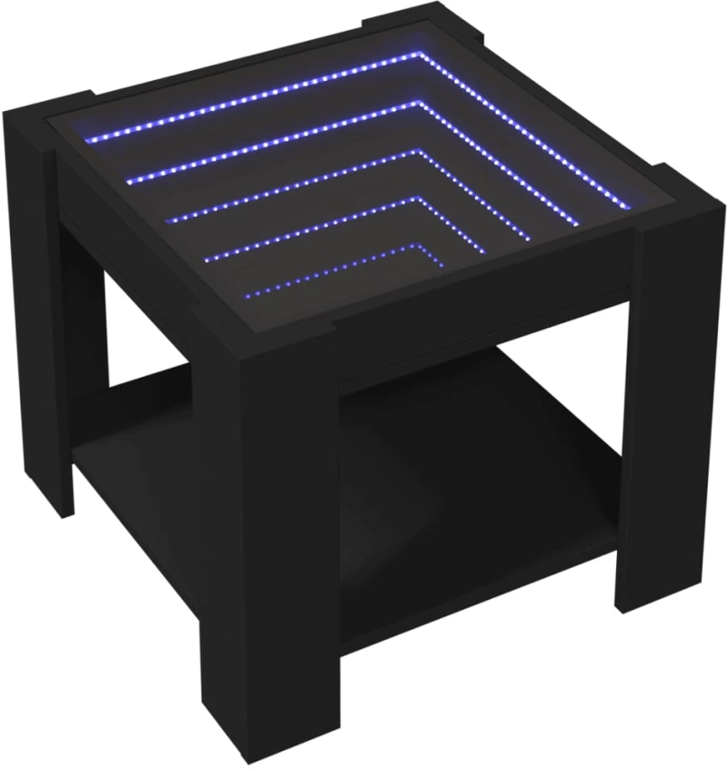 vidaXL Τραπεζάκι Σαλονιού με LED Μαύρο 53x53x45 εκ. Επεξεργασμένο Ξύλο