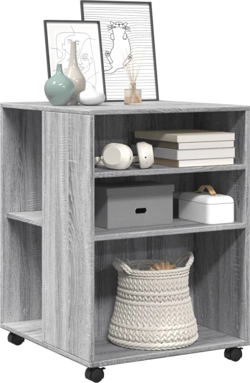 vidaXL Βοηθητικό Τραπέζι με Ρόδες Γκρι Sonoma 55x60x78 εκ Επεξ. Ξύλο