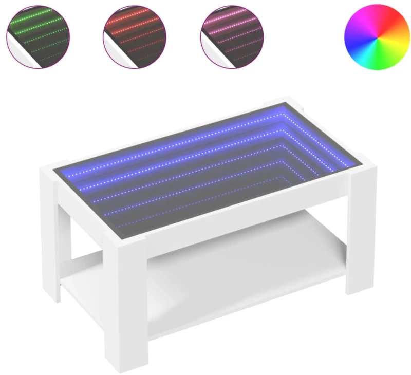 vidaXL Τραπεζάκι Σαλονιού με LED Λευκό 93x53x45 εκ. Επεξεργασμένο Ξύλο