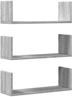 vidaXL Ράφια Τοίχου 3 τεμ. Γκρι Sonoma 58x18x18 εκ. Επεξεργ. Ξύλο