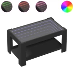 vidaXL Τραπεζάκι Σαλονιού με LED Μαύρο 93x53x45 εκ. Επεξεργασμένο Ξύλο