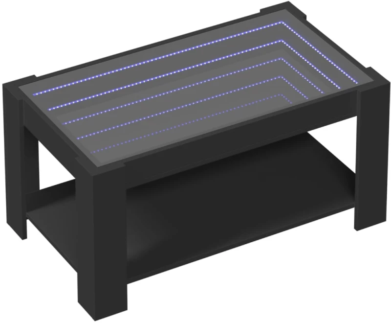 vidaXL Τραπεζάκι Σαλονιού με LED Μαύρο 93x53x45 εκ. Επεξεργασμένο Ξύλο