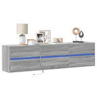 vidaXL Έπιπλο Τοίχου Τηλεόρασης με LED Γκρι Sonoma 180x31x45 εκ.