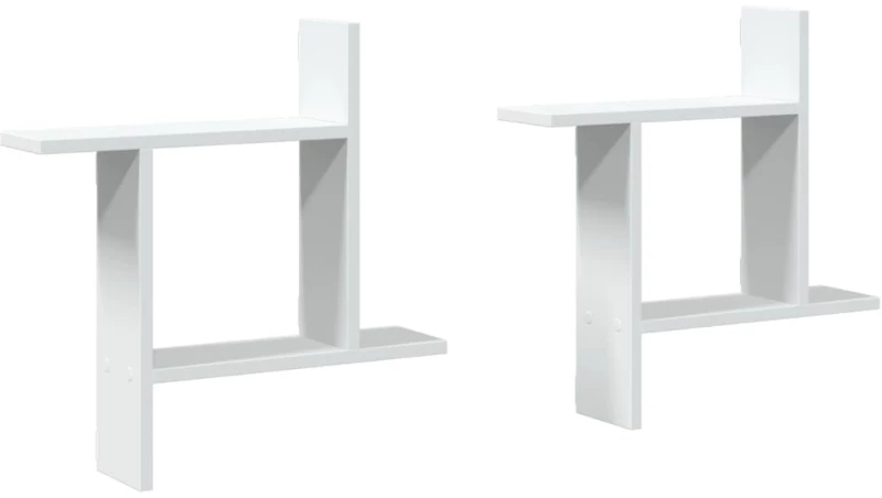 vidaXL Ραφιέρες Τοίχου 2 τεμ. Λευκές 50x12x50 εκ. από Επεξ. Ξύλο
