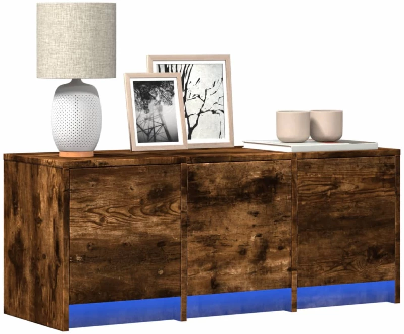 vidaXL Έπιπλο Τηλεόρασης με LED Καπνιστή Δρυς 97x34x40 εκ. Επεξ. Ξύλο