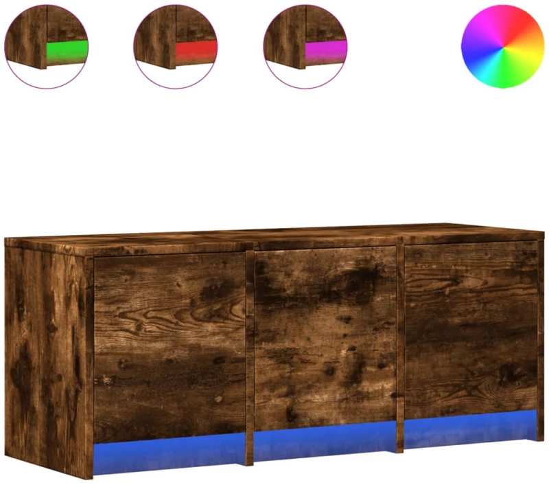 vidaXL Έπιπλο Τηλεόρασης με LED Καπνιστή Δρυς 97x34x40 εκ. Επεξ. Ξύλο