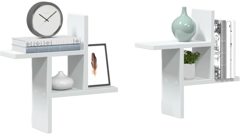 vidaXL Ραφιέρες Τοίχου 2 τεμ. Λευκές 38x12x38 εκ. από Επεξ. Ξύλο