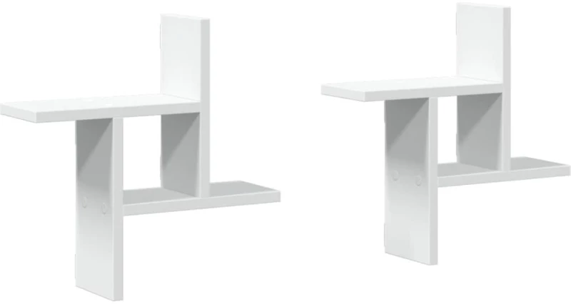 vidaXL Ραφιέρες Τοίχου 2 τεμ. Λευκές 38x12x38 εκ. από Επεξ. Ξύλο
