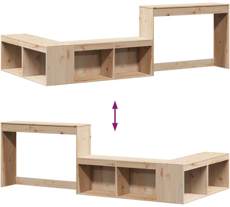 vidaXL Κομοδίνο με Γραφείο 232x122x75 εκ. από Μασίφ Ξύλο Πεύκου