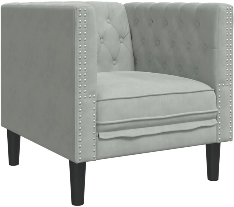vidaXL Πολυθρόνα Chesterfield Ανοιχτό Γκρι Βελούδινη