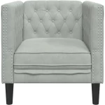 vidaXL Πολυθρόνα Chesterfield Ανοιχτό Γκρι Βελούδινη