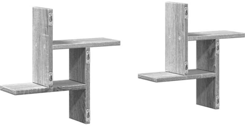 vidaXL Ραφιέρες Τοίχου 2 τεμ. Γκρι Sonoma 38x12x38 εκ. Επεξ. Ξύλο
