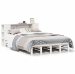 vidaXL Κρεβάτι Βιβλιοθήκη Χωρίς Στρώμα Λευκό 150x200 εκ Μασίφ Πεύκο