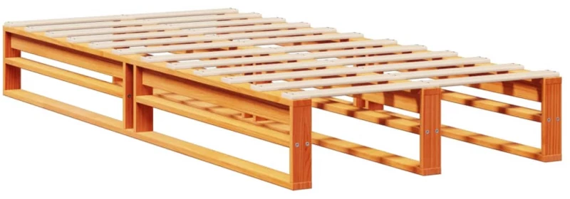 vidaXL Κρεβάτι Βιβλιοθήκη Χωρίς Στρώμα Καφέ 100x200 εκ Μασίφ Πεύκο