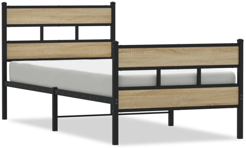 vidaXL Σκελετός Κρεβ. Χωρίς Στρώμα Sonoma Δρυς 80x200 εκ. Μεταλλικό