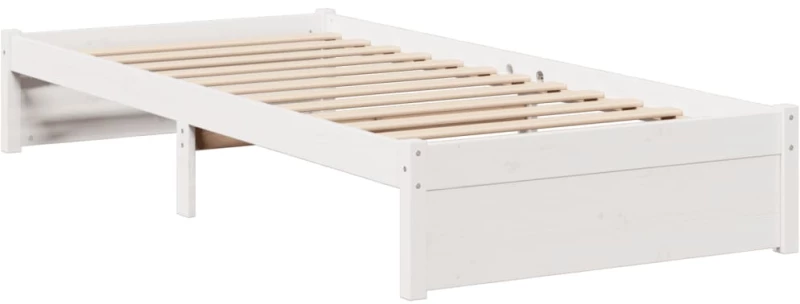 vidaXL Κρεβάτι Βιβλιοθήκη Χωρίς Στρώμα Λευκό 75x190 εκ Μασίφ Πεύκο