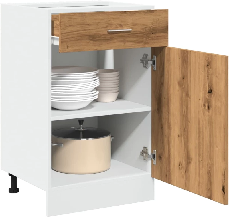 vidaXL Έπιπλο Με Συρτάρι Αρτισιανή Δρυς 50x46x81,5 εκ. Επεξεργ. Ξύλο