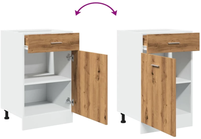 vidaXL Έπιπλο Με Συρτάρι Αρτισιανή Δρυς 50x46x81,5 εκ. Επεξεργ. Ξύλο