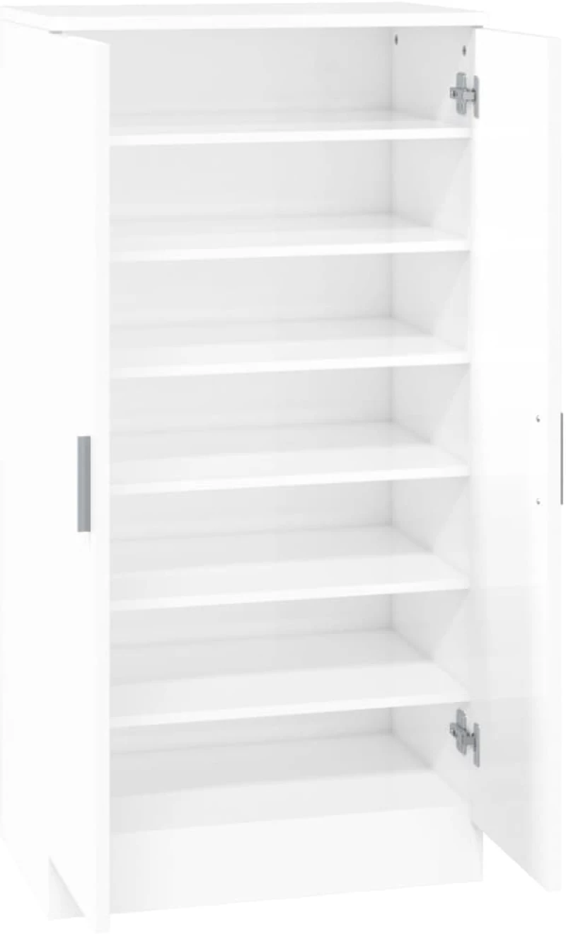 vidaXL Παπουτσοθήκη Γυαλιστερό Λευκό 55x35x108 εκ. Επεξεργασμένο Ξύλο