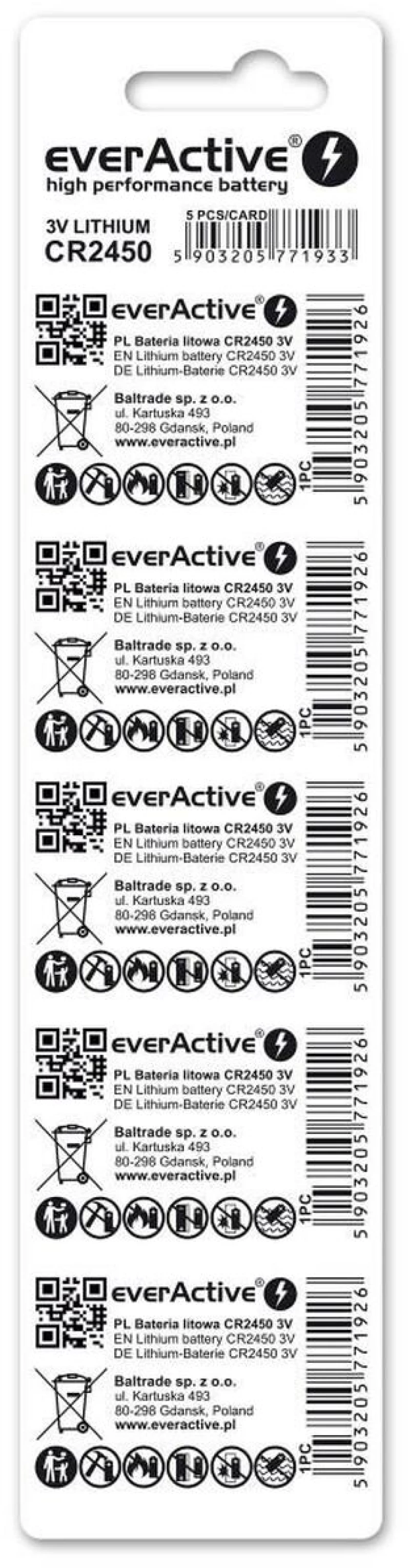 Μπαταρίες EverActive CR2450 (5 Μονάδες)