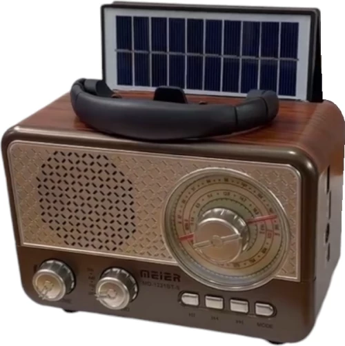 Επαναφορτιζόμενο ραδιόφωνο Retro με ηλιακό πάνελ - MD-1231 BTS - 020092 - Brown