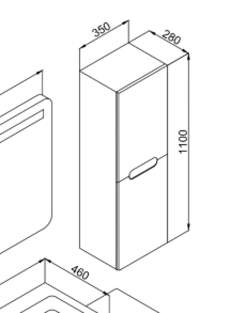 Στήλη MASAL Λευκό MDF 18mm Λάκα 35 3CMAS035WHM κρεμαστή