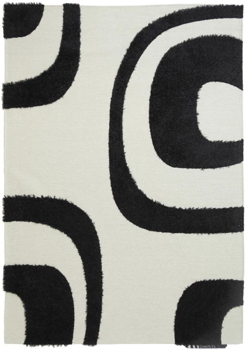 Χαλί Toscana Shaggy SHIRA BLACK WHITE Royal Carpet 140 cm x 200 cm