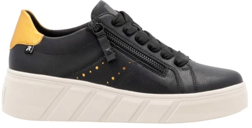 Rieker W0505-01 Ανατομικό Δερμάτινο Sneaker Μαύρο