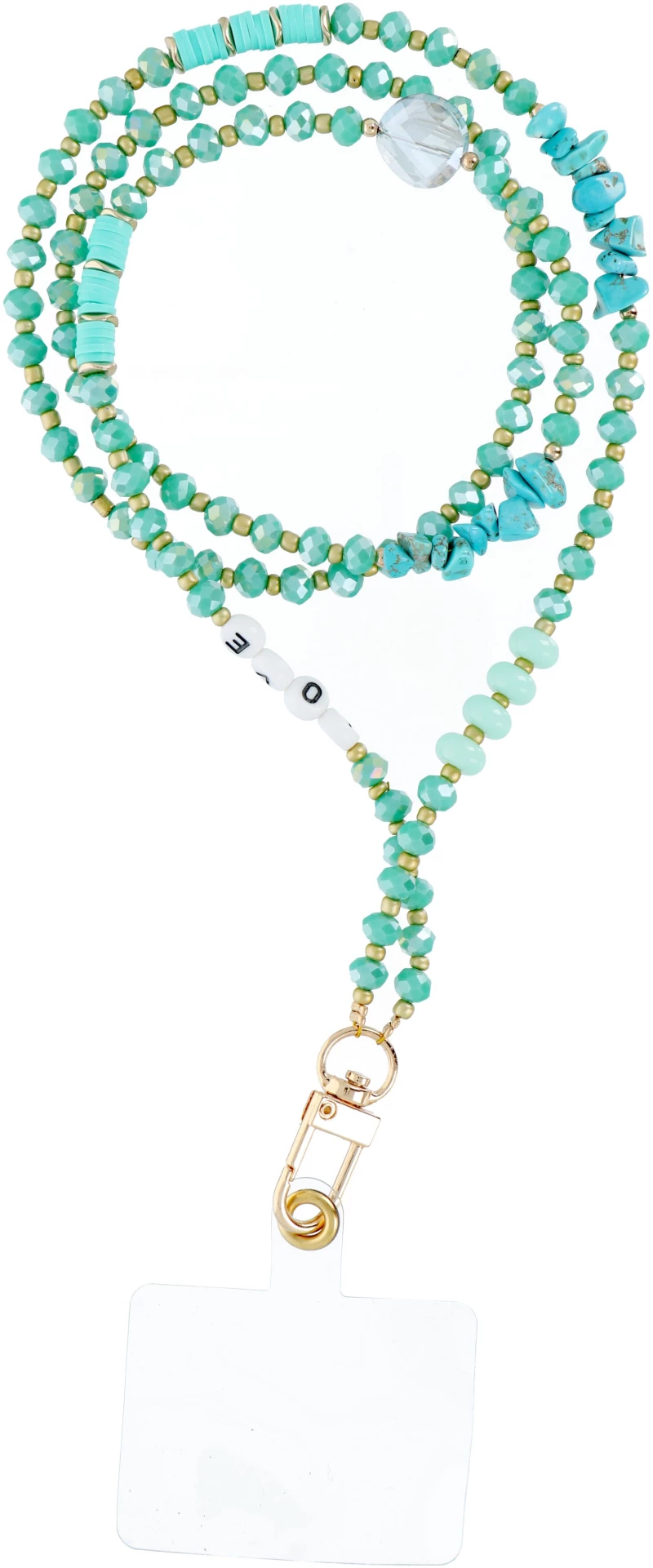 STONE pendant for the phone / cord length 82cm (41cm in the loop) / on neck - turquoise