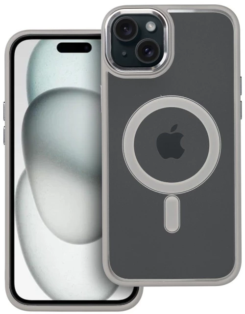 COLOR EDGE MAG COVER case compatible with MagSafe for IPHONE 15 Plus titatnium grey