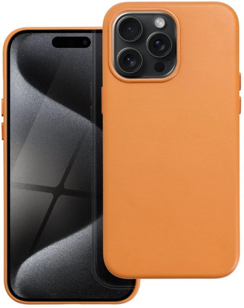 LEATHER MAG COVER case for IPHONE 15 Pro Max orange