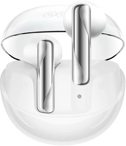 QCY Ailypods Clear White - Semi-Ear 13mm driver, wind cancel ENC for calls, NCVM & Air case TWS BT