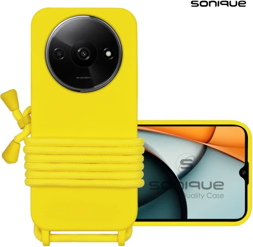 Θήκη Σιλικόνης με Κορδόνι CarryHang Sonique Xiaomi Redmi A3 / Redmi A3x Κίτρινο