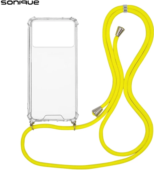 Θήκη Σιλικόνης με Κορδόνι Sonique Armor Clear Xiaomi Poco X6 Pro 5G Κίτρινο