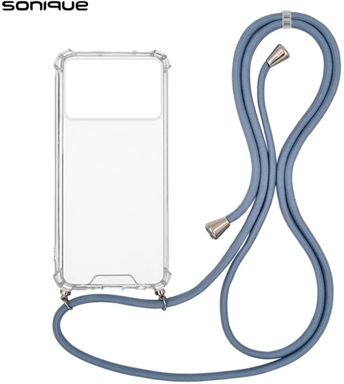 Θήκη Σιλικόνης με Κορδόνι Sonique Armor Clear Xiaomi Poco X6 Pro 5G Μπλε Γκρι