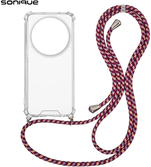 Θήκη Σιλικόνης με Κορδόνι Sonique Armor Clear Xiaomi Xiaomi 14 Ultra Rainbow Μπορντό