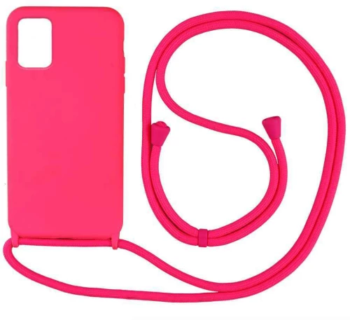 Θήκη Σιλικόνης με Κορδόνι CarryHang Sonique Samsung Galaxy A71 Φουξ