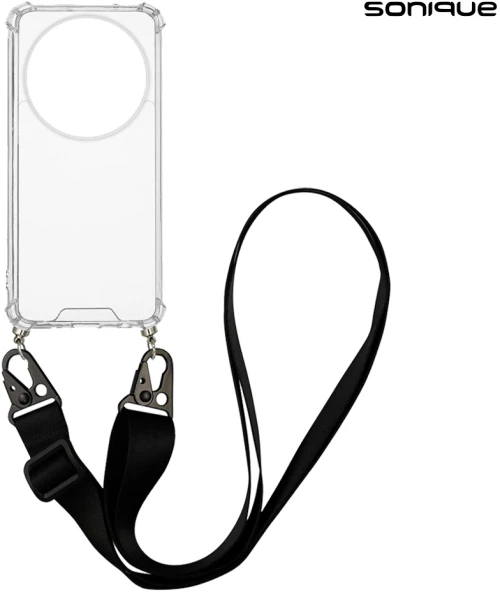 Θήκη Σιλικόνης με Strap Sonique Armor Clear Xiaomi Redmi A3 / Redmi A3x Μαύρο