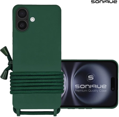Θήκη Σιλικόνης με Κορδόνι CarryHang Sonique Apple iPhone 16 Πράσινο Σκούρο