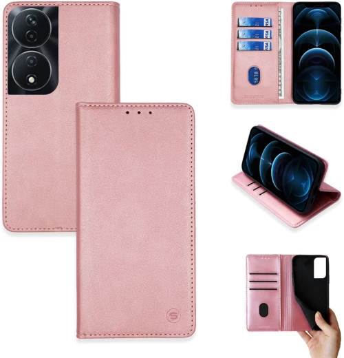 Θήκη Πορτοφόλι Vintage Magnet Wallet Sonique Honor 90 Smart 5G Ροζ Χρυσό