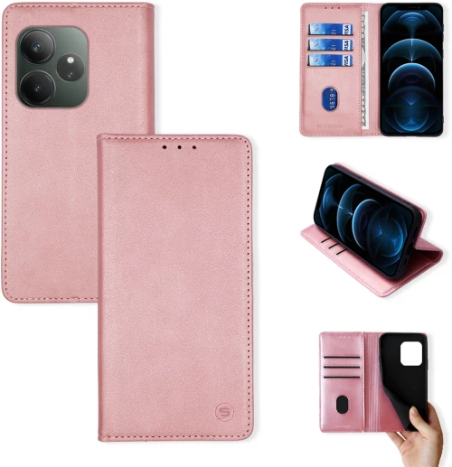 Θήκη Πορτοφόλι Vintage Magnet Wallet Sonique Realme GT 6 5G Ροζ Χρυσό