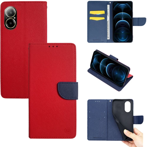 Θήκη Πορτοφόλι Sonique Trend Wallet Realme C67 4G Κόκκινο / Σκούρο Μπλε