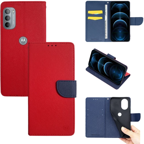 Θήκη Πορτοφόλι Sonique Trend Wallet Motorola Moto G31 4G / Moto G41 4G Κόκκινο / Σκούρο Μπλε