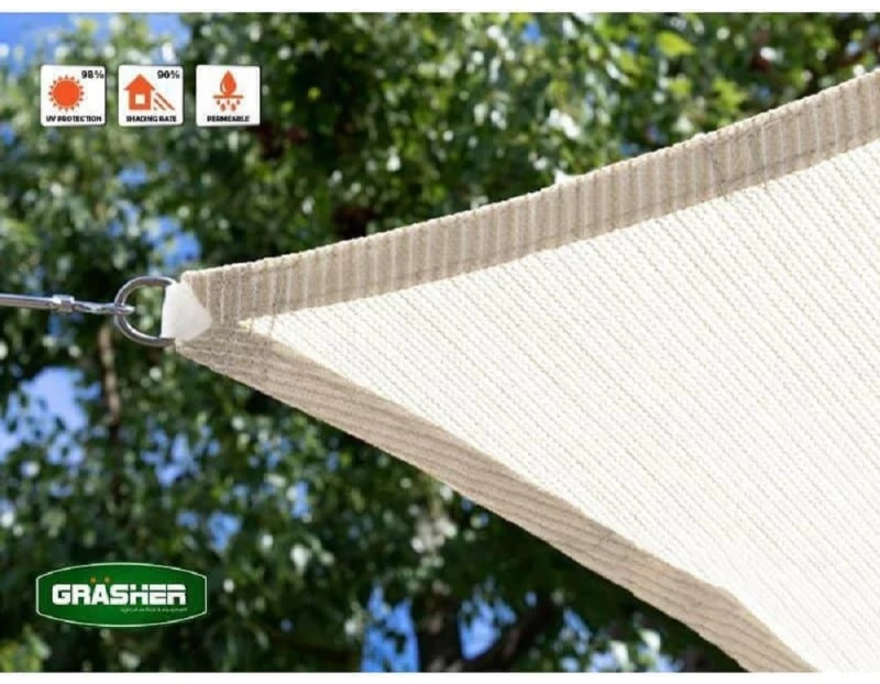 Grasher Ε220 Πανί σκίασης τετράγωνο με κρίκους 180gr/m²  5x5m Εκρού / 103614