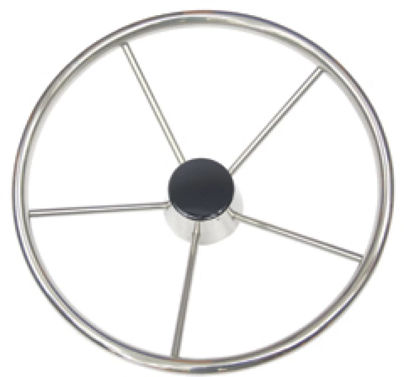 Τιμόνι με μαύρη τάπα, Inox 316, ø343mm - 457mm