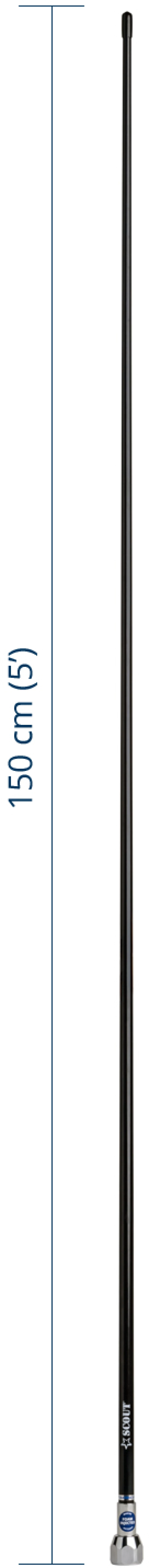 Scout® Κεραία VHF Fiberglass Quick2 1,5m (5”) Black Edition