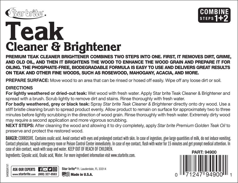 Star Brite One Step Teak Cleaner & Brightener Καθαριστικό & Γυαλιστικό Teak 1lt