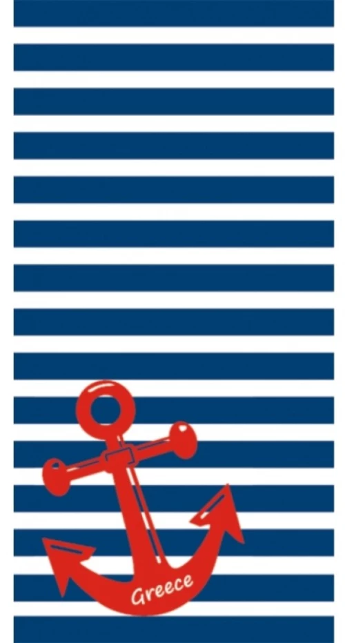 Πετσέτα θαλάσσης άγκυρα ριγέ Greece
